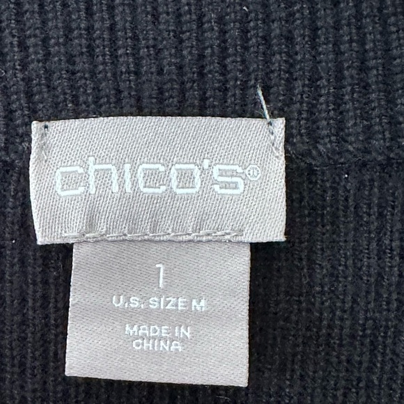 Chico's Women's Oversized Mock Neck Cashmere Blend Sweater Size Medium Black - Picture 4 of 5